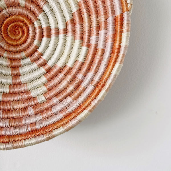 mondocherry - "Coral Burst" African woven bowl | medium | #1 - close