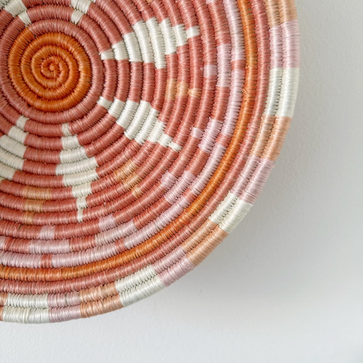 mondocherry - "Coral Burst" African woven bowl | medium | #2 - close