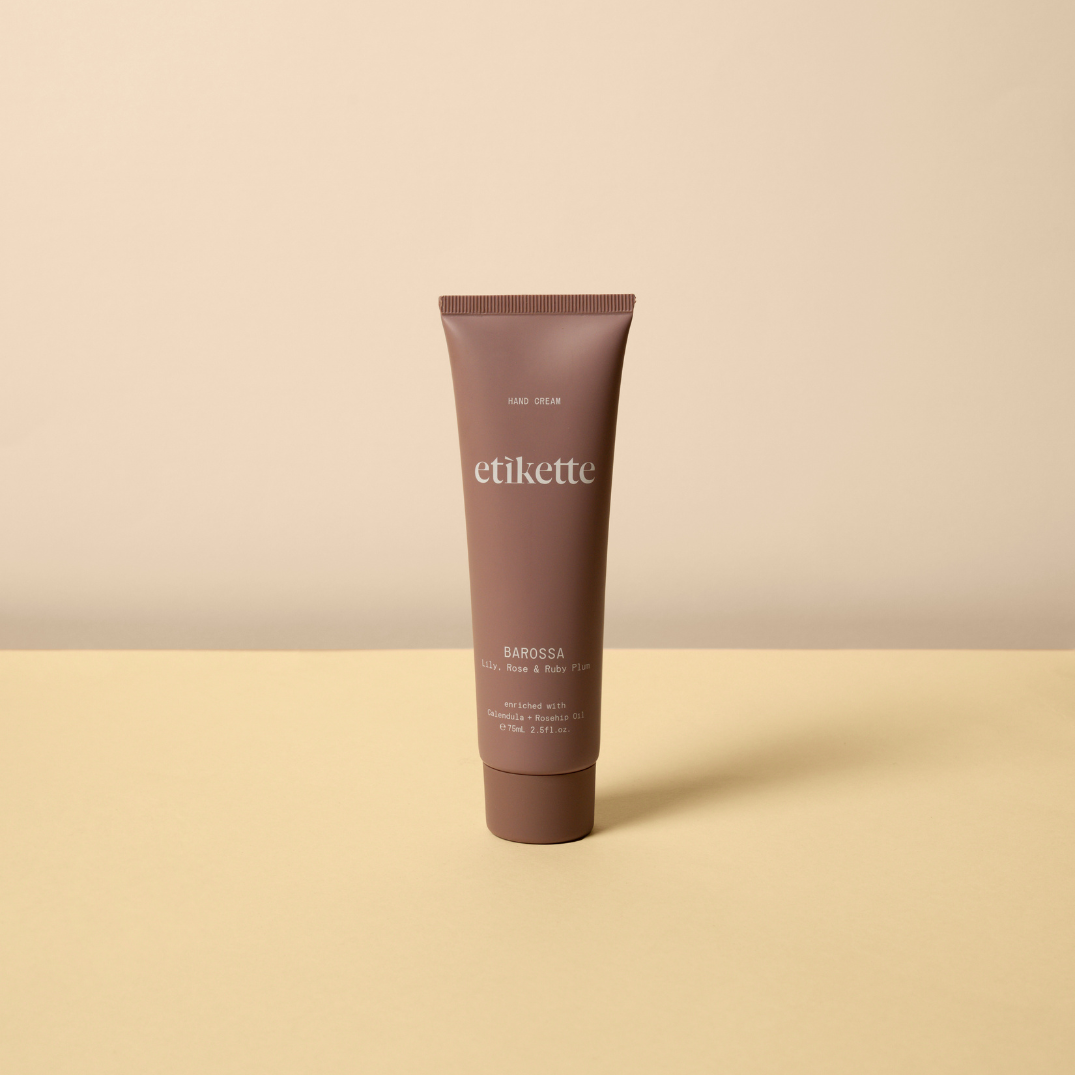 Etikette — hand cream — Barossa in lily, rose & ruby plum — tube