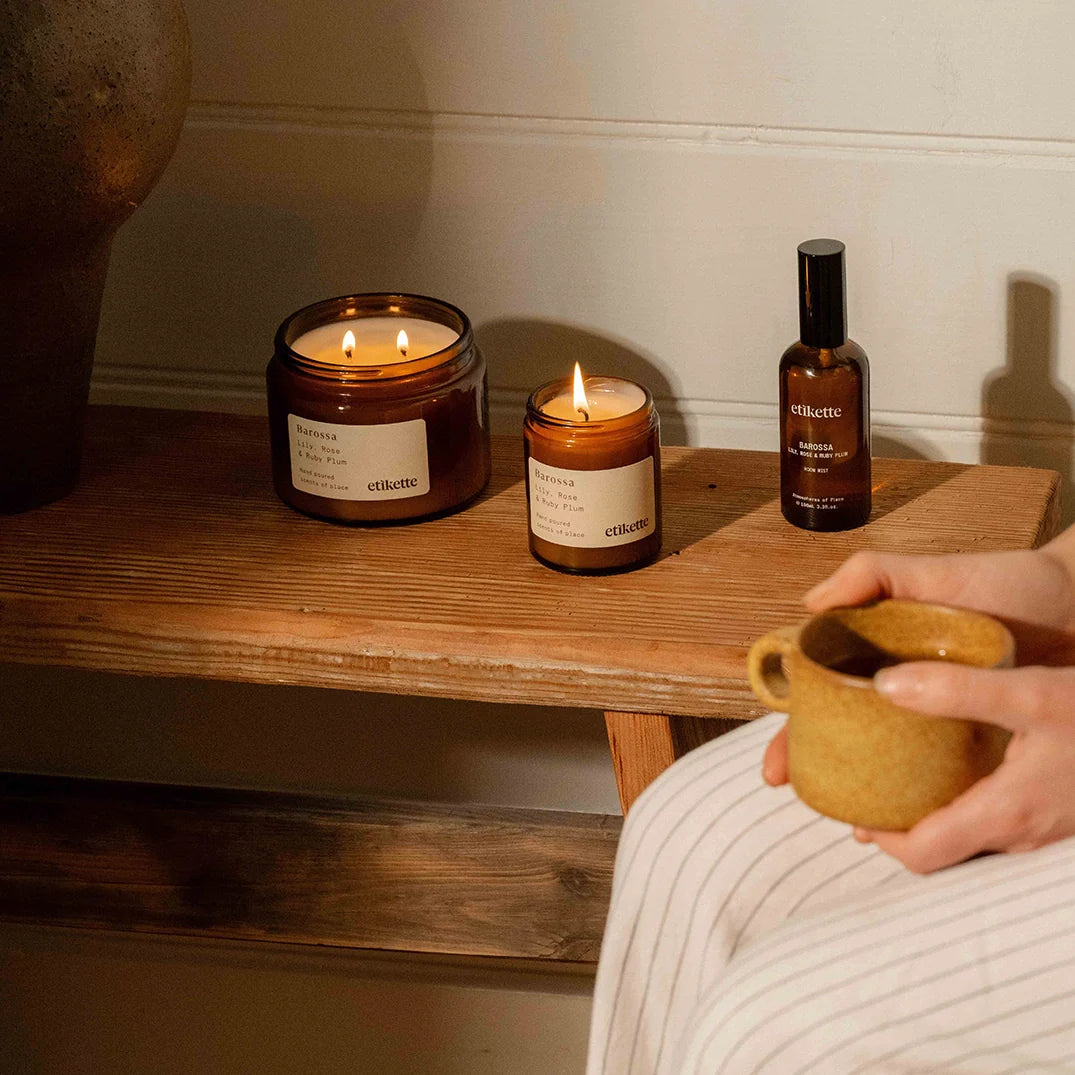 mondocherry - Etikette room mist | barossa in lily, rose & ruby plum - candles