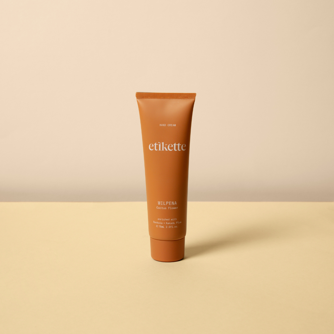 Etikette — hand cream — Wilpena in cactus flower — tube