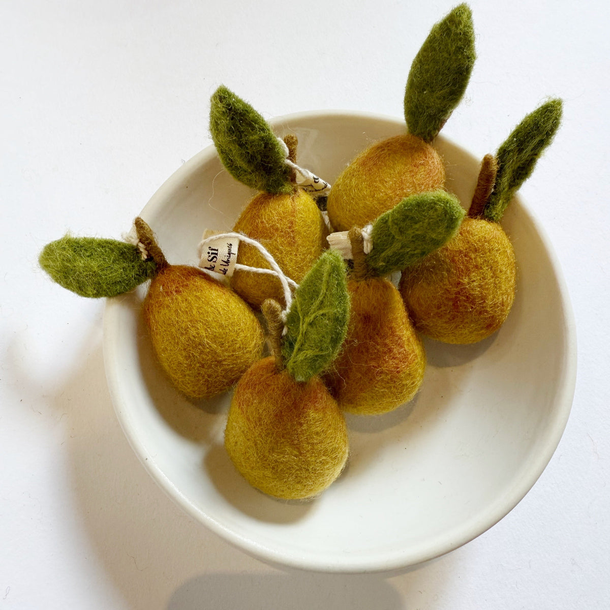 Gry & Sif | felt pear ornament | yellow - bowl