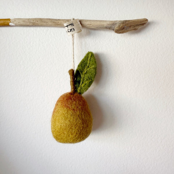 Gry & Sif | felt pear ornament | yellow - hanging