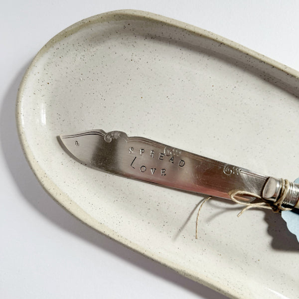 mondocherry - antique silverware butter knife | "spread love" - close