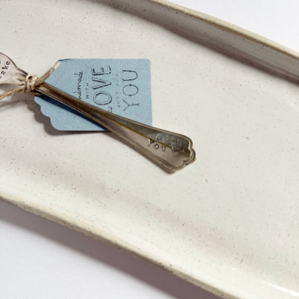 mondocherry - antique silverware dessert fork | "i love cake and you" - handle