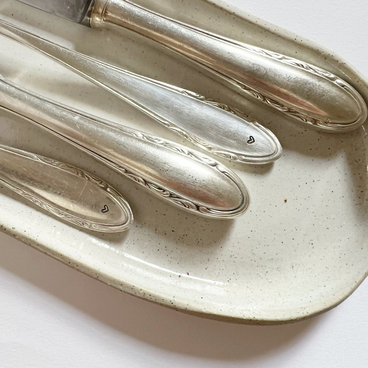 mondocherry - antique silver knife and fork set | "Mr & Mrs" - handles