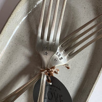 mondocherry - antique silver fork set | "Mr & Mrs" - close