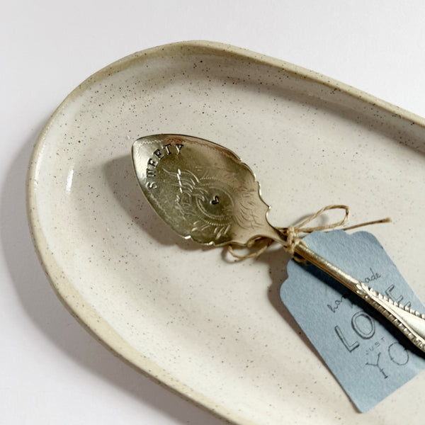 mondocherry - antique silverware little serving spoon | "sweety" - close