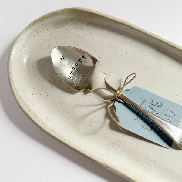 mondocherry - antique silverware little serving spoon | "sweety" - close