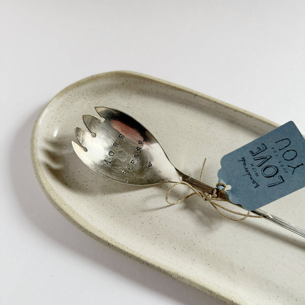 mondocherry - antique silverware serving fork | "more please" - close