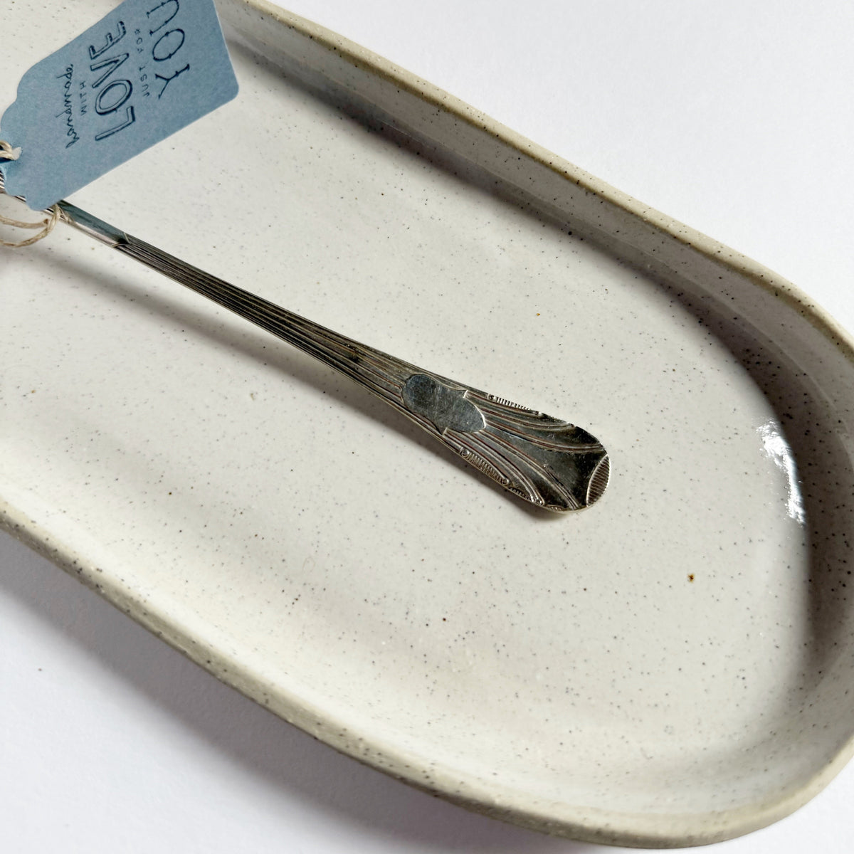 mondocherry - antique silverware serving fork | "more please" - handle