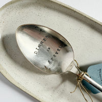 mondocherry - antique silverware serving spoon | "dinner is served" - close