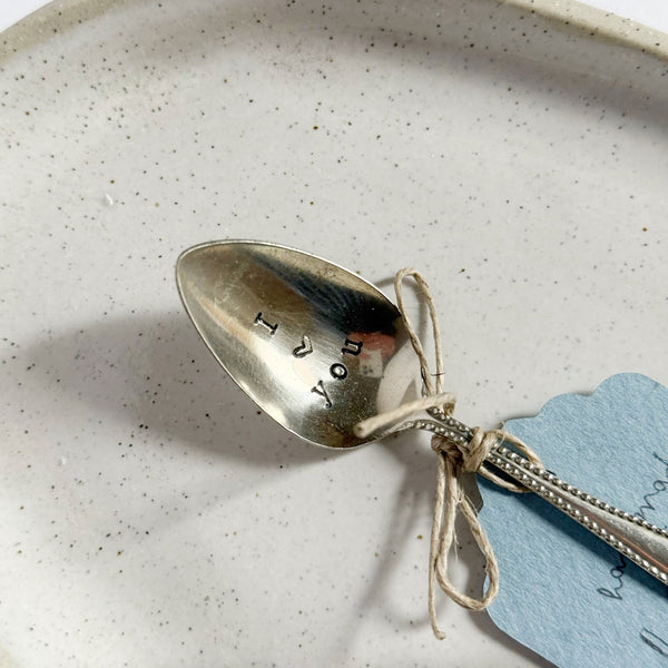 mondocherry - antique silverware tea spoon | "i love you" - close