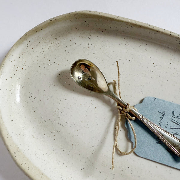 mondocherry - antique silverware tiny salt spoon | "sel" - close