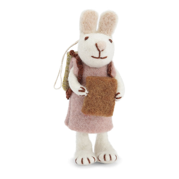mondocherry - Gry & Sif | white bunny with dress & book | small