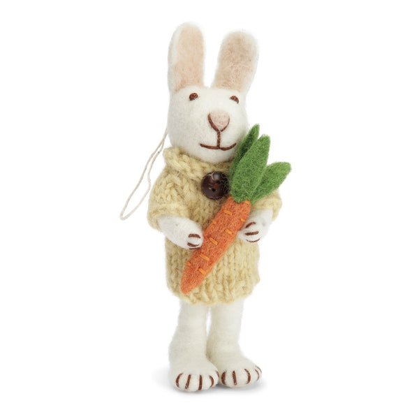 mondocherry - Gry & Sif | white bunny with dress & carrot | small
