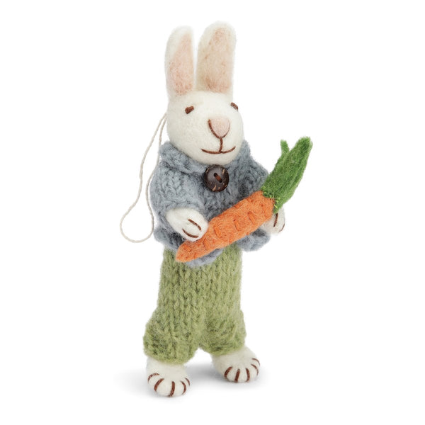 Gry & Sif | white bunny with pants jacket & carrot | small