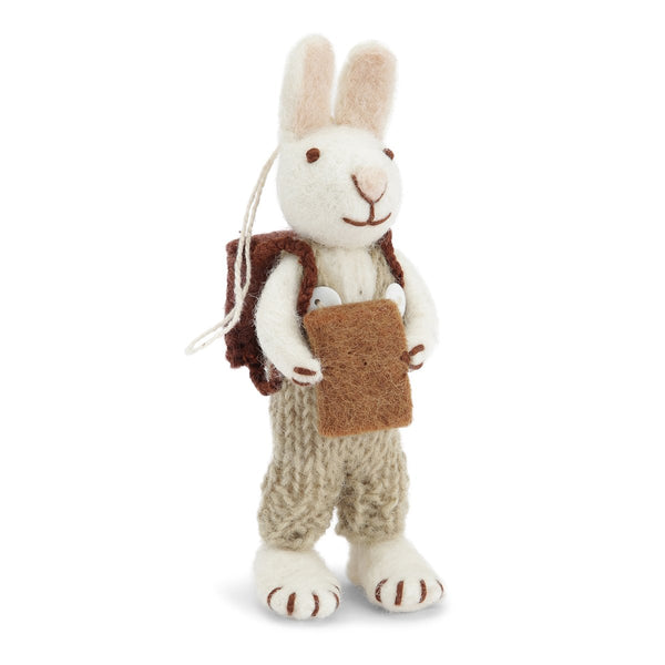 mondocherry - Gry & Sif | white bunny with pants & book | small
