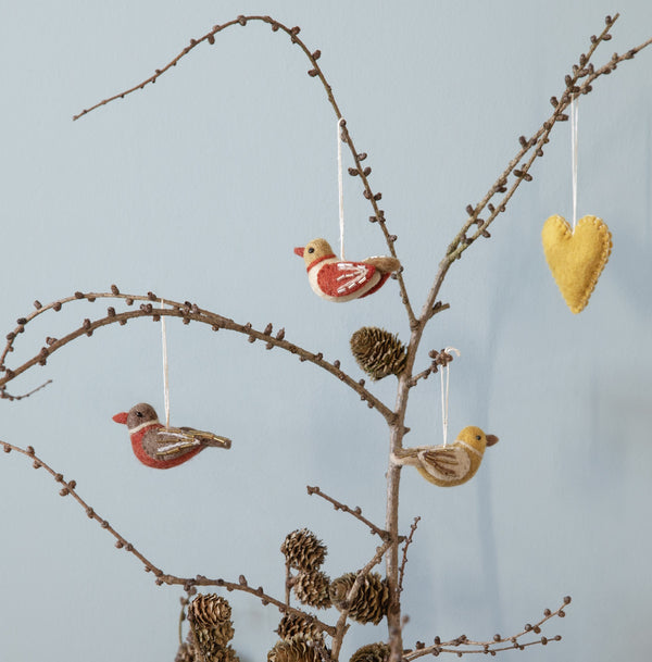 mondocherry Gry & Sif | pearl birds felt decorations 3-pack - tree