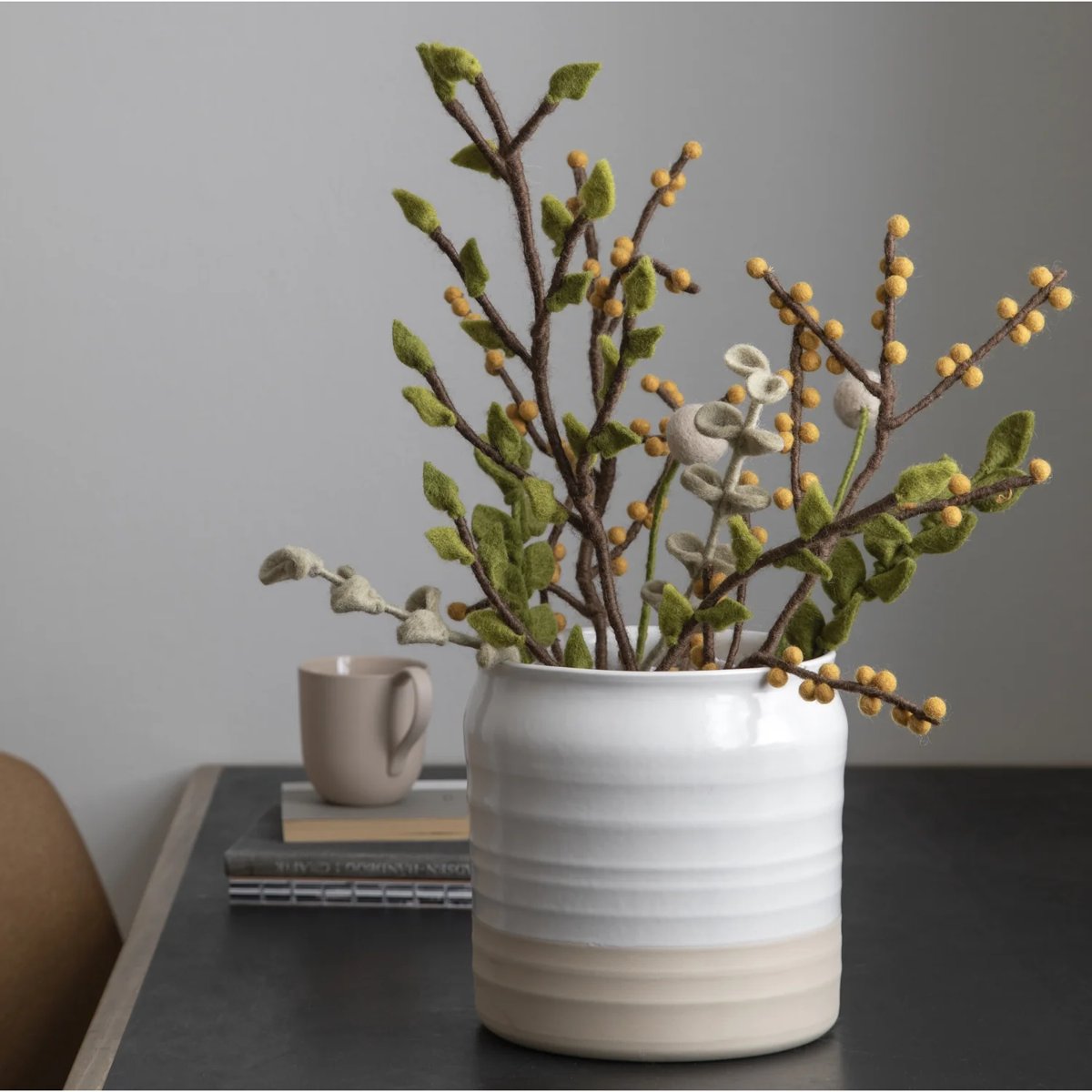Gry & Sif | felt willow branch | white