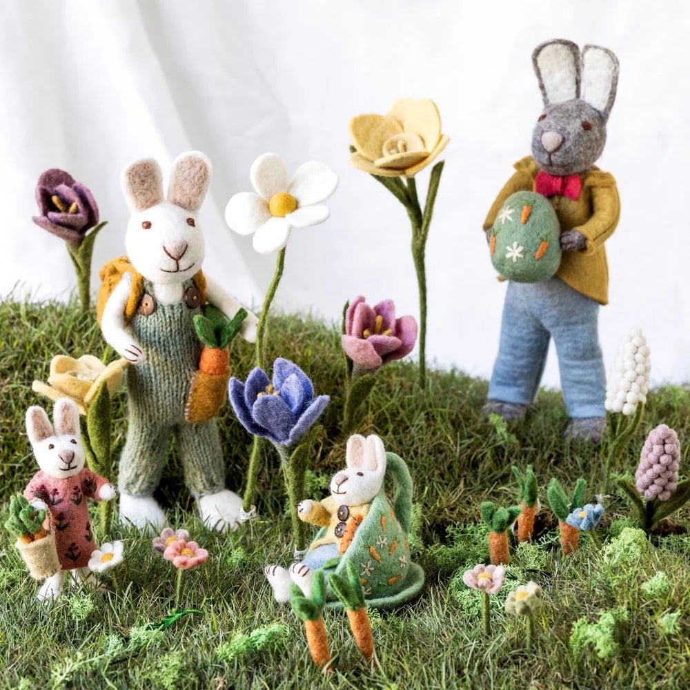 mondocherry - Gry & Sif | white boy bunny carrot backpack | medium - garden