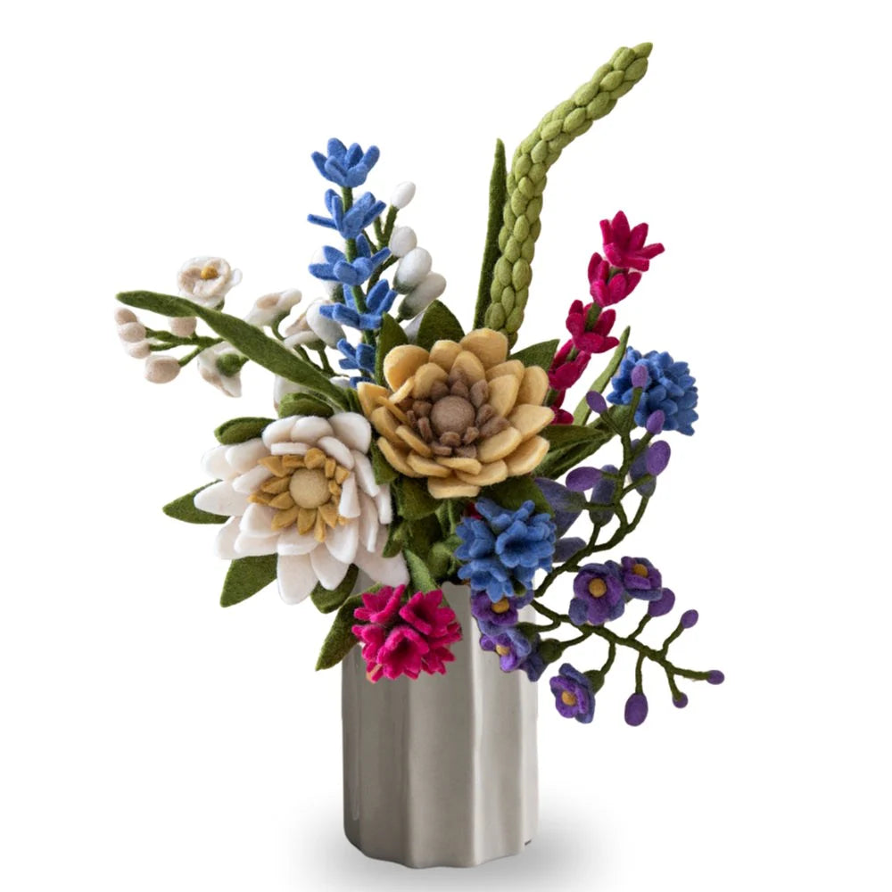 mondocherry gry and sif felt bouquet - vase