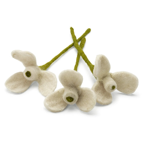 mondocherry - Gry & Sif | felt snow drop flower | set of 3 - close