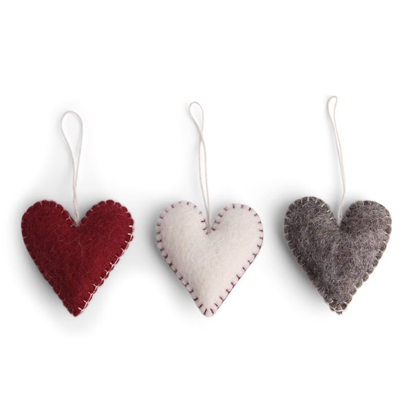 mondocherry Gry & Sif | heart felt decorations 3-pack | classic