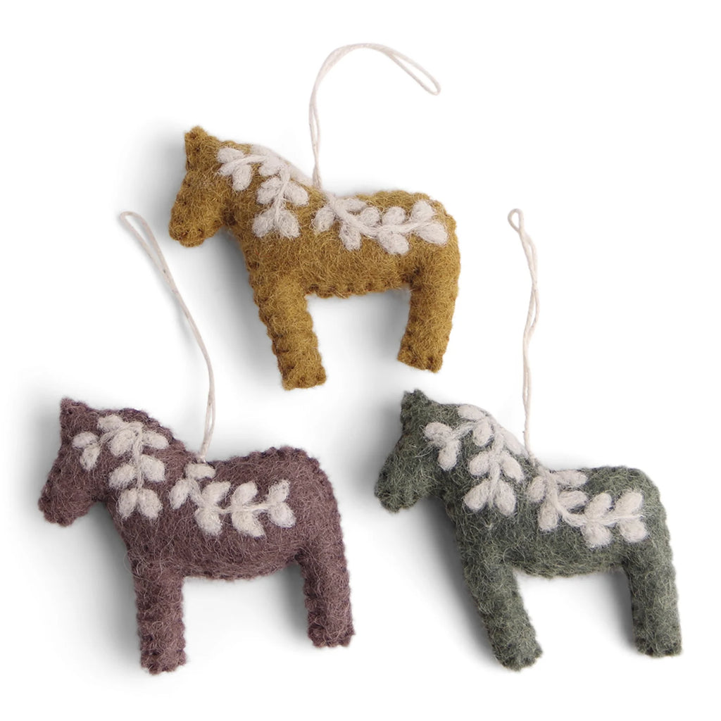mondocherry Gry & Sif | dala horse felt decorations 3-pack | colours