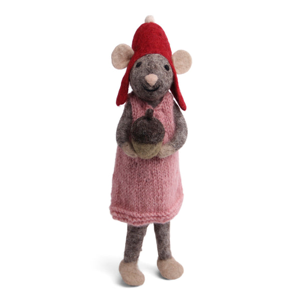 mondocherry Gry & Sif | grey mouse girl with acorn | large