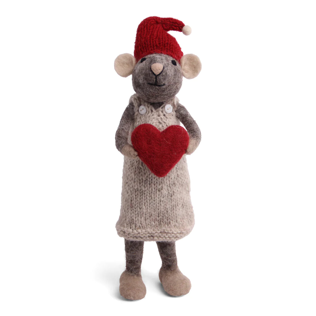 mondocherry Gry & Sif | grey mouse girl with heart | large