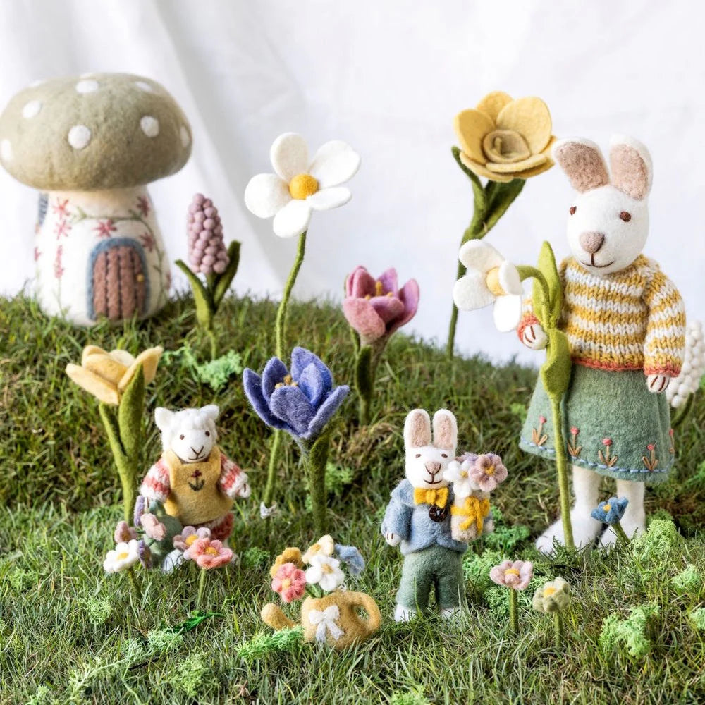 mondocherry - Gry & Sif | white girl bunny skirt snowdrop | medium - garden scene