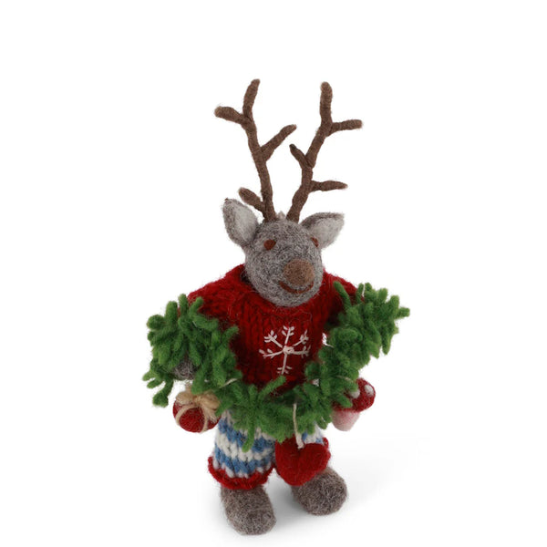 mondocherry - Gry & Sif | grey boy deer with garland | small