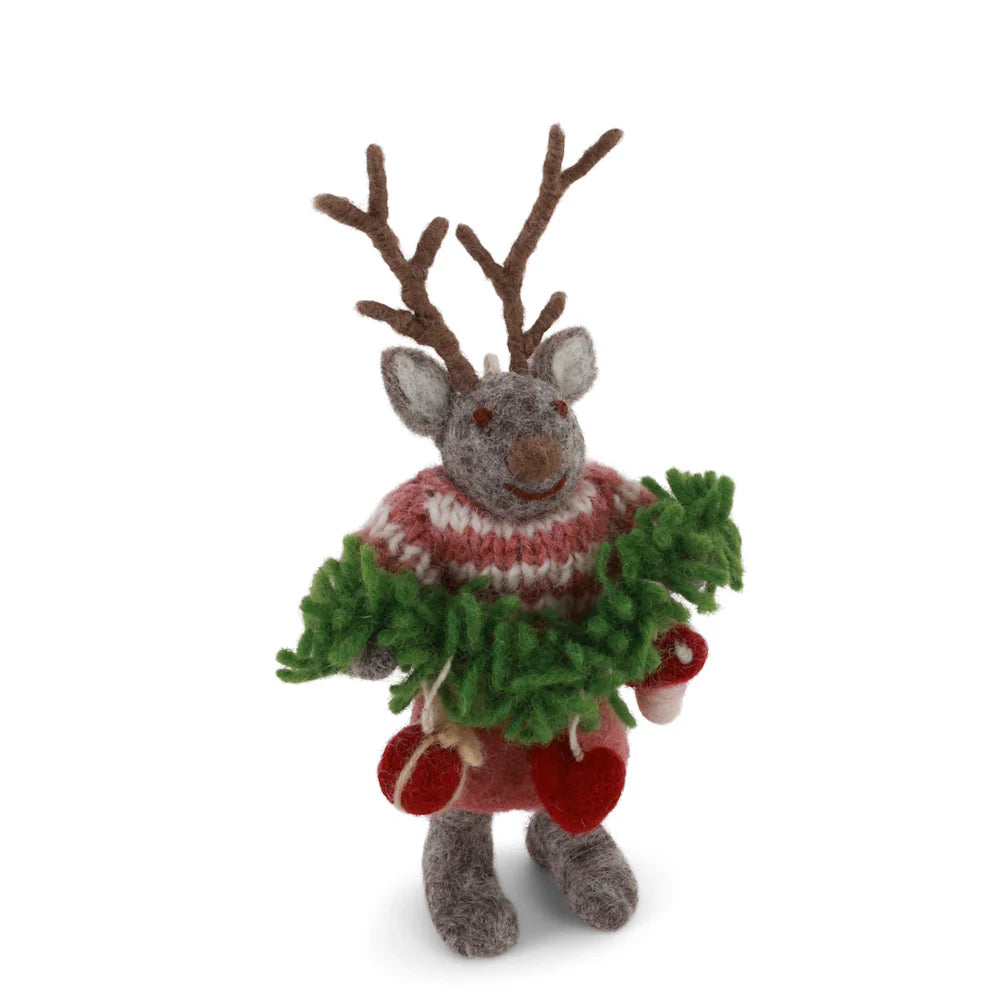 mondocherry - Gry & Sif | grey girl deer with garland | small