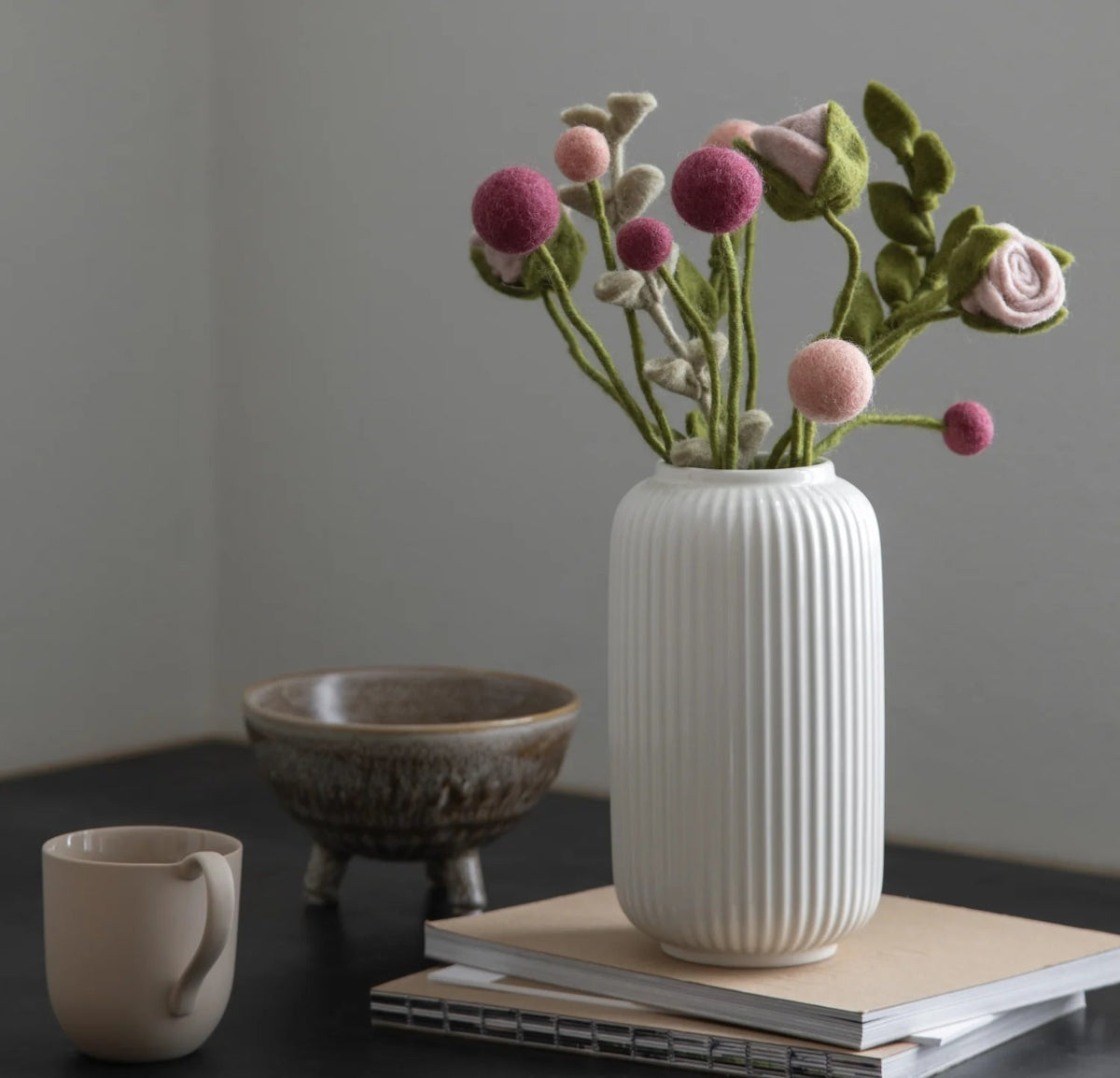 mondocherry - Gry & Sif | felt flower | dusty rose - vase