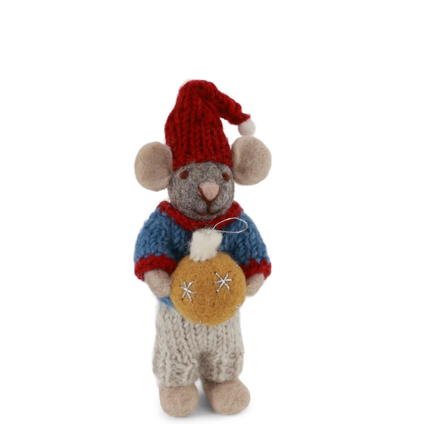 mondocherry - Gry & Sif | grey boy mouse with bauble | small