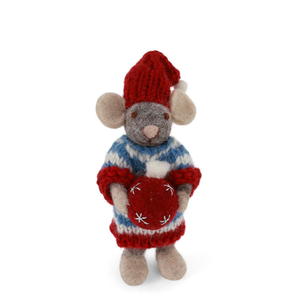 mondocherry - Gry & Sif | grey girl mouse with bauble | small
