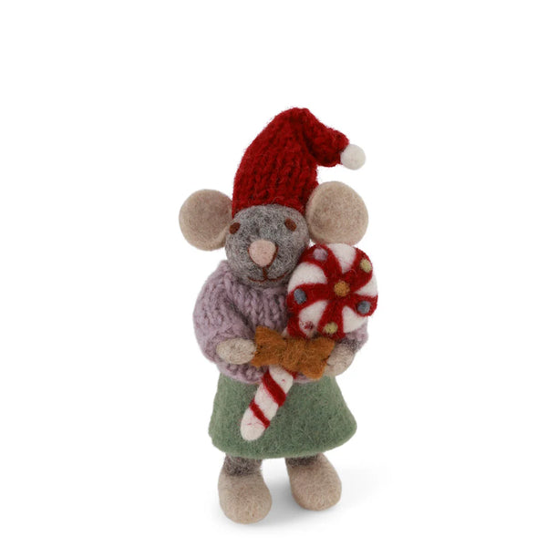 mondocherry - Gry & Sif | grey girl mouse with candy | small