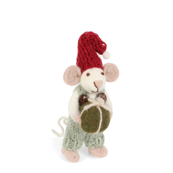 mondocherry - Gry & Sif | white mouse with present | small