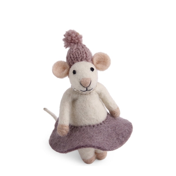 mondocherry - Gry & Sif | white mouse with purple dress | small
