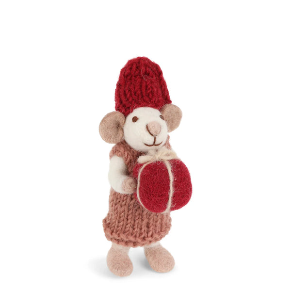 mondocherry - Gry & Sif | white mouse red dress present | small
