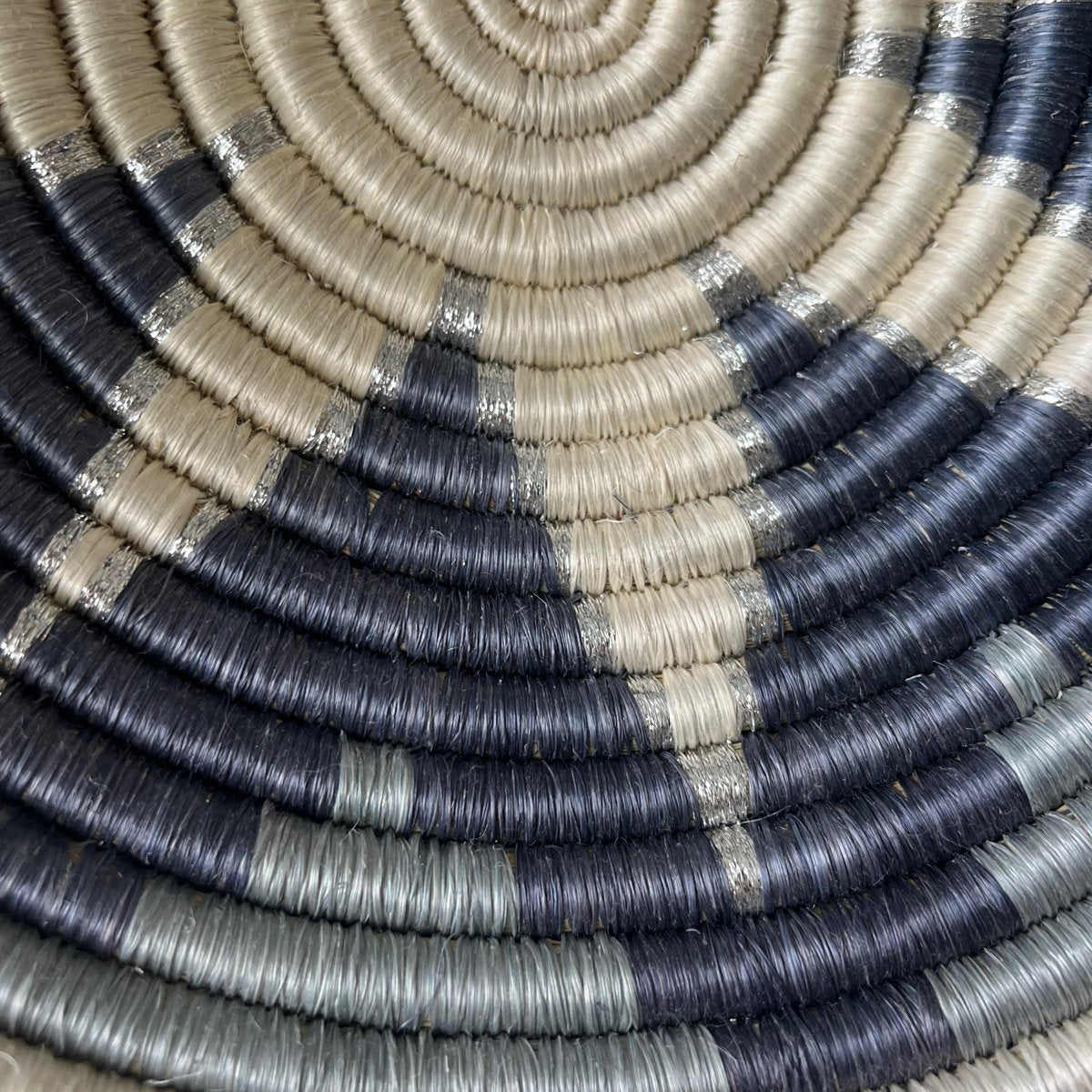"Hannukah" African woven bowl | medium | silver burst - close