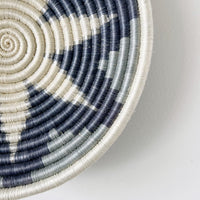 "Hannukah" African woven bowl | medium | silver burst - close