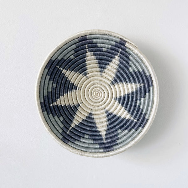 "Hannukah" African woven bowl | medium | silver burst