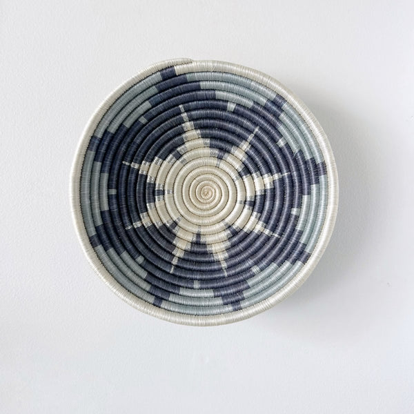 "Hannukah" African woven bowl | medium | silver blue