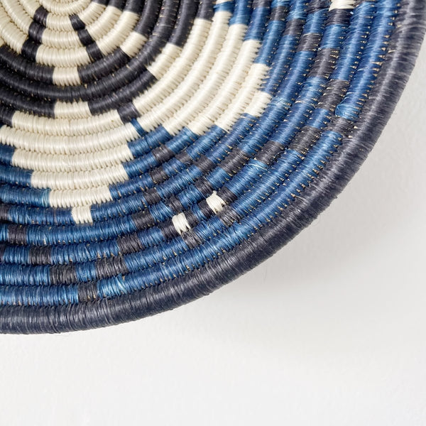 mondocherry - "Hope" African woven bowl | medium | indigo black - close
