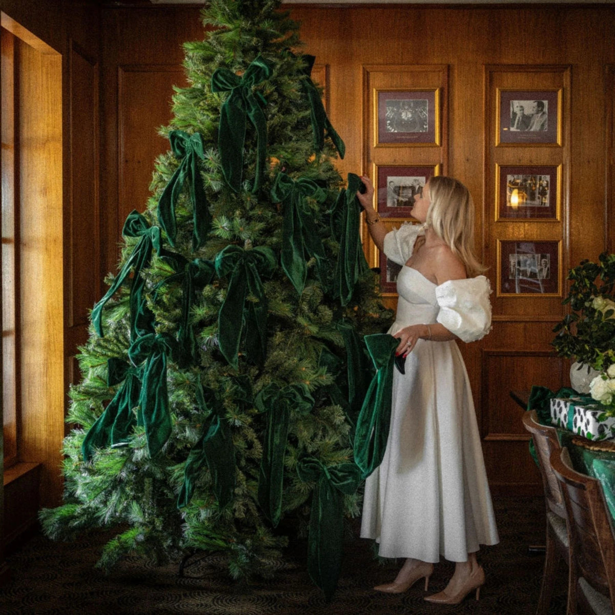 mondocherry - Luxe and Beau | large velvet bow | green - tree