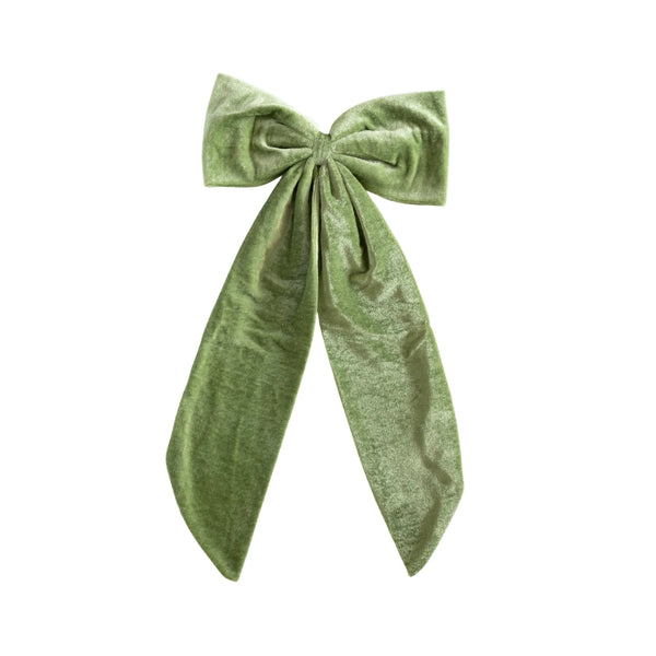 mondocherry - Luxe and Beau | large velvet bow | moss green