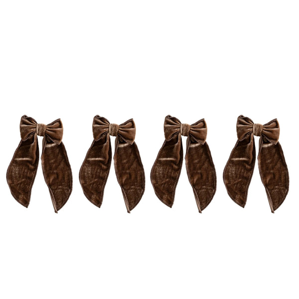 mondocherry - Luxe and Beau | small velvet bow | mocha - set