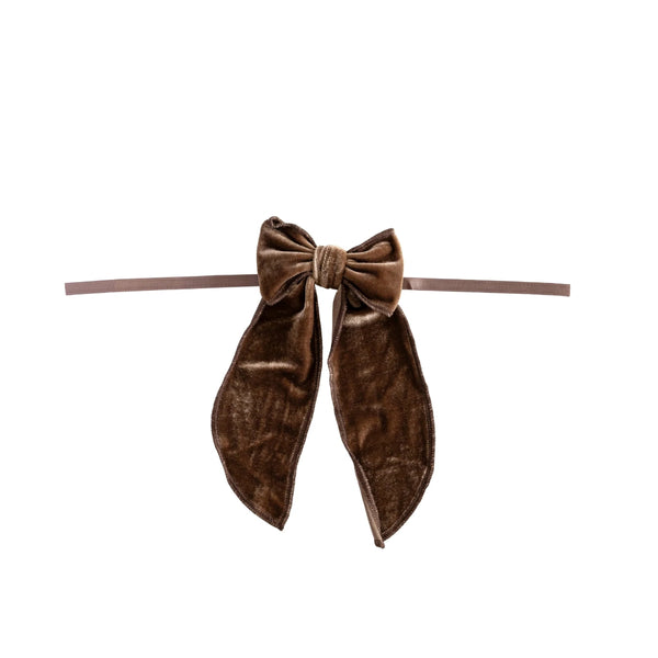 mondocherry - Luxe and Beau | small velvet bow | mocha